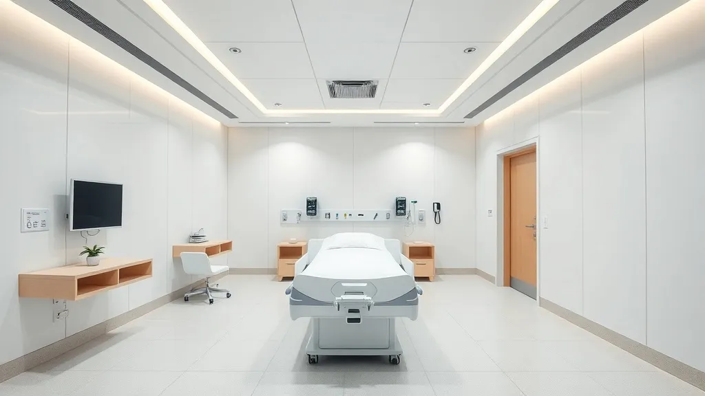 A clean, minimalist luxury private hospital room in Singapor
