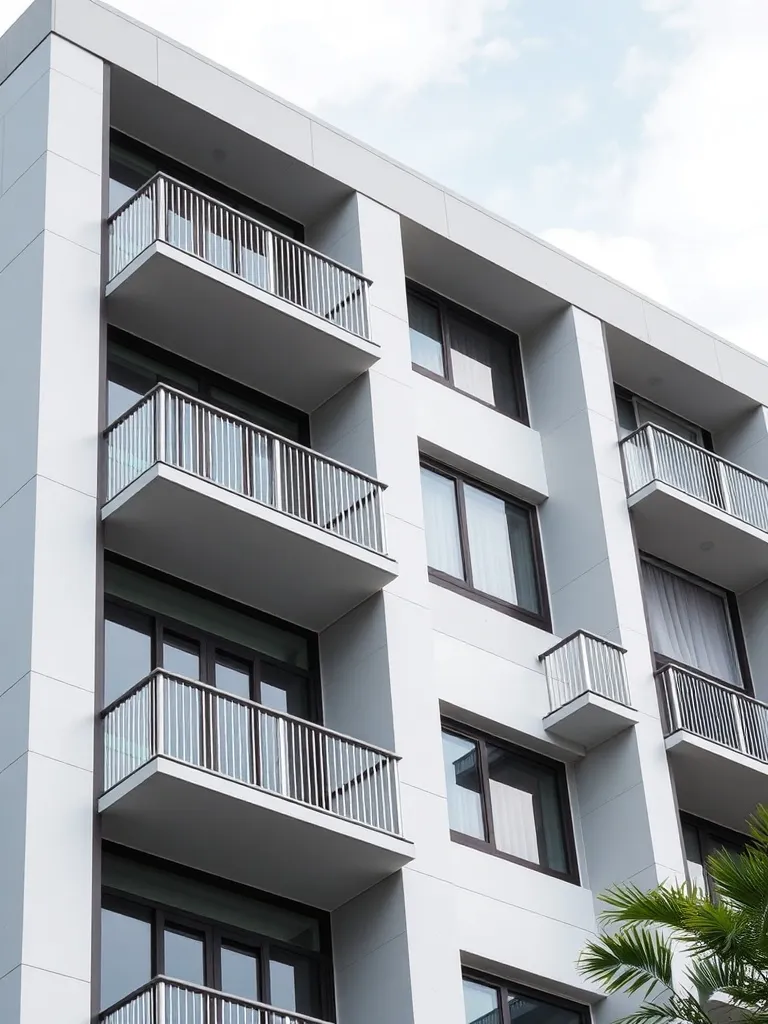 Close up of modern residential building facade in Singapore