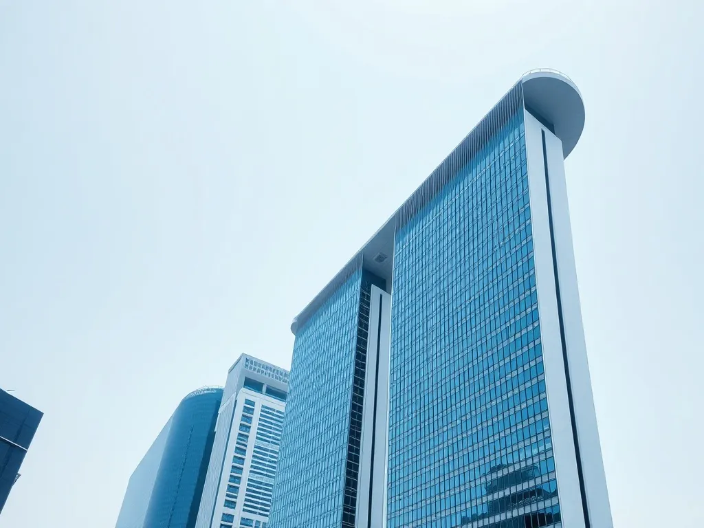 A high-angle architectural shot of the Marina Bay Financial